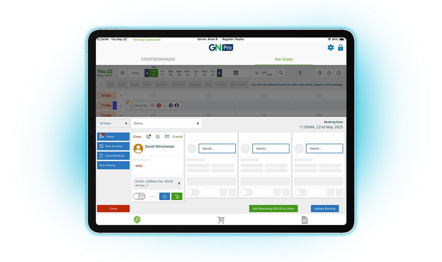 Real-time tee sheet management