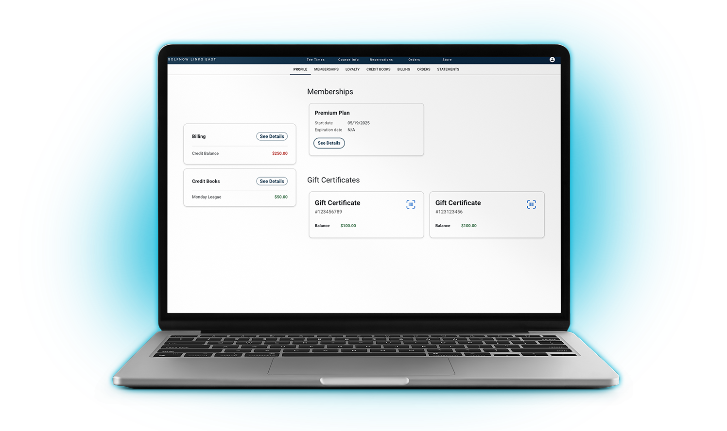 Access important golfer details